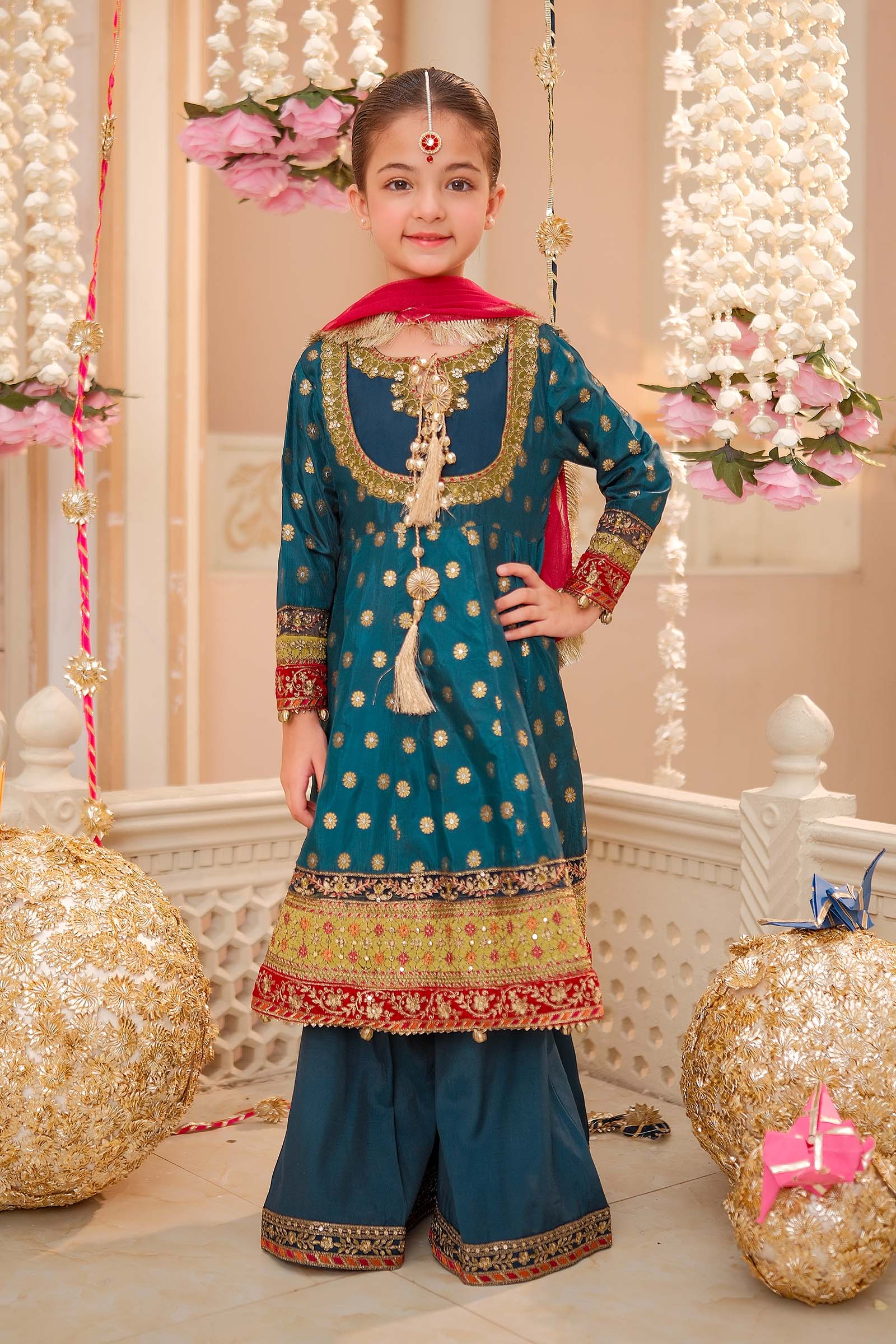 Maria B | 3 Piece Embroidered Jamawar Suit | MKS-W24-22 - House Of Hania