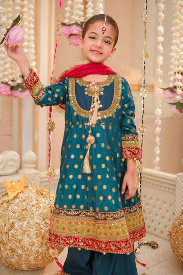 Maria B | 3 Piece Embroidered Jamawar Suit | MKS-W24-22 - House Of Hania