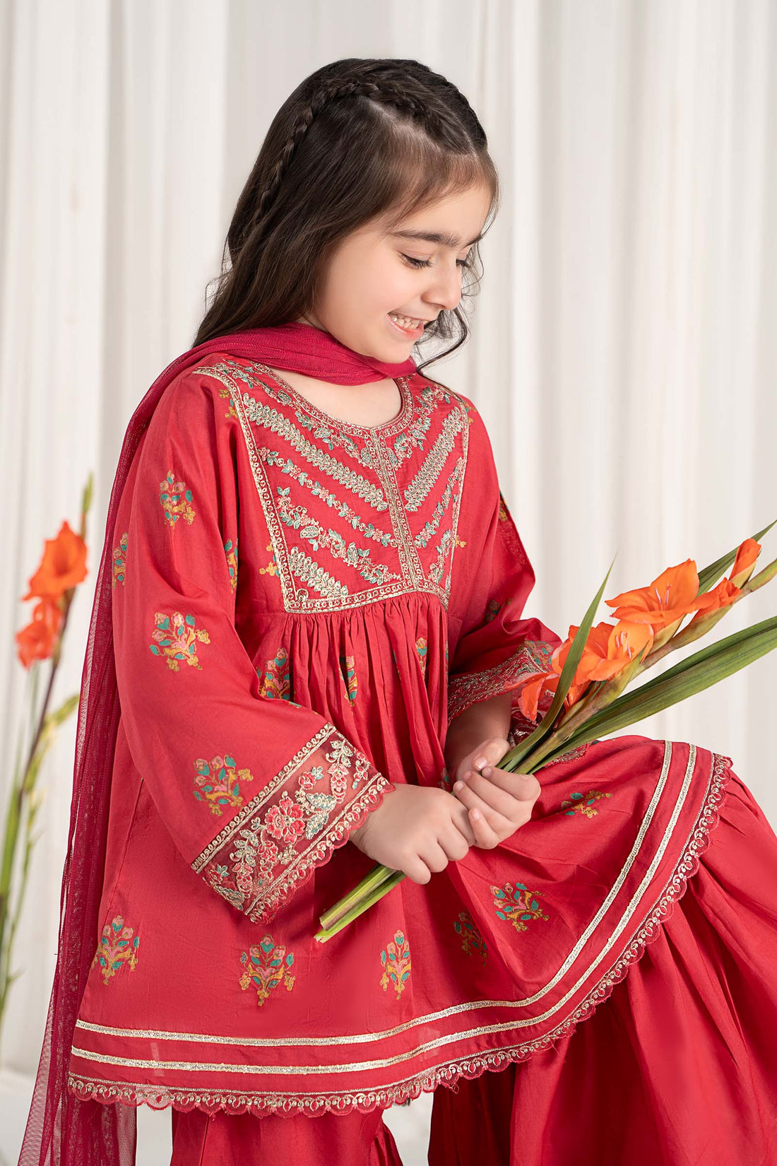 Maria B | 3 Piece Embroidered Lawn Suit | MKD-EF25-15 - House Of Hania