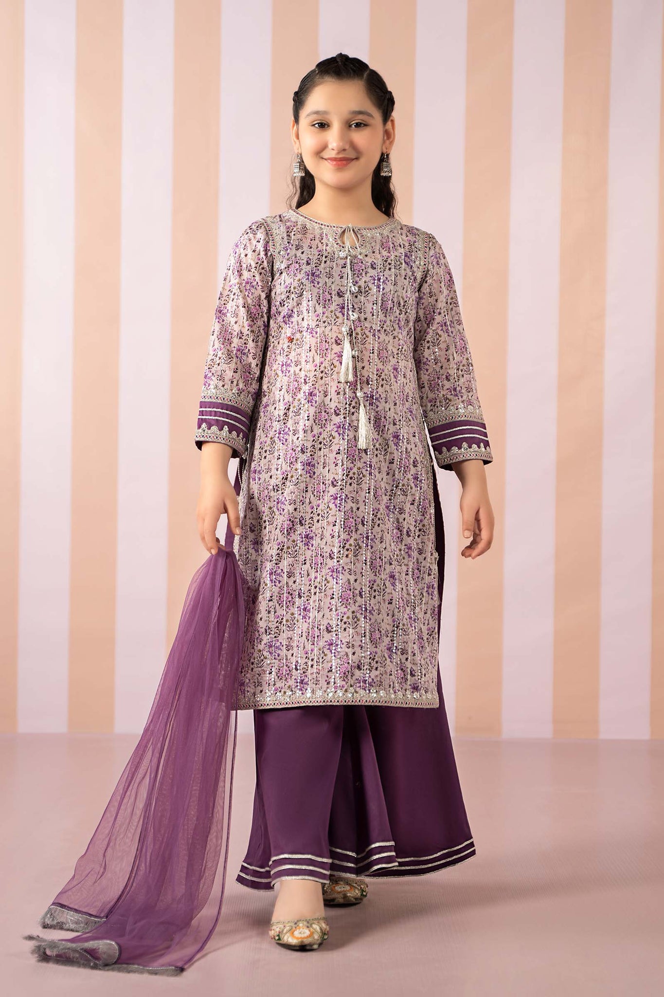Maria B | 3 Piece Embroidered Lawn Suit | MKD-EF25-27 - House Of Hania