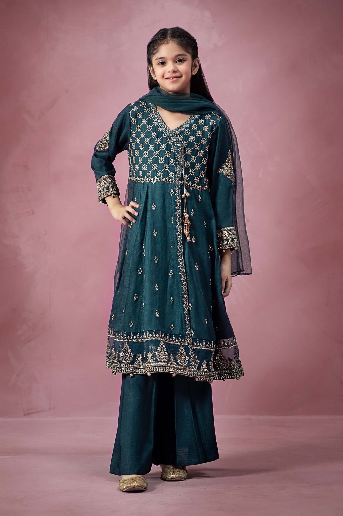 Maria B | 3 Piece Embroidered Linen Suit | MKD-W24-02 - House Of Hania
