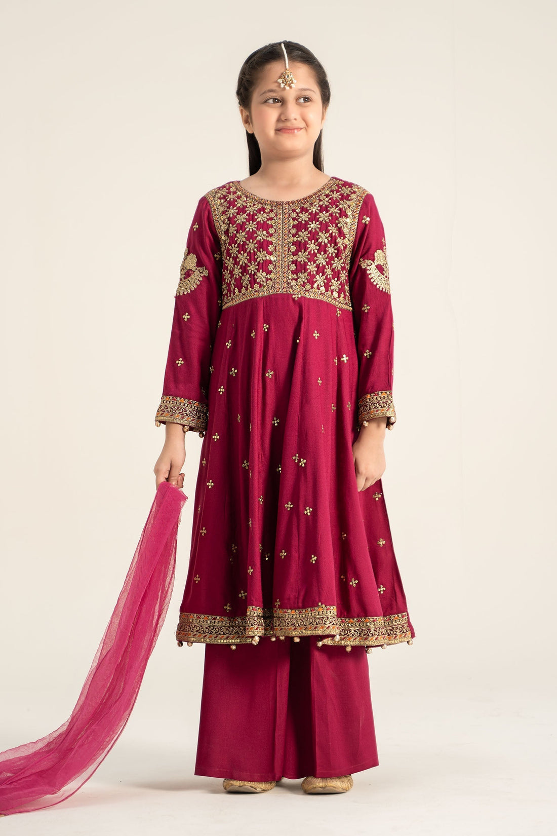 Maria B | 3 Piece Embroidered Linen Suit | MKD-W24-18 - House Of Hania