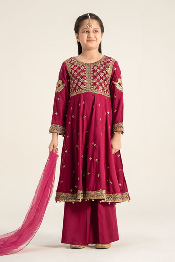 Maria B | 3 Piece Embroidered Linen Suit | MKD-W24-18 - House Of Hania
