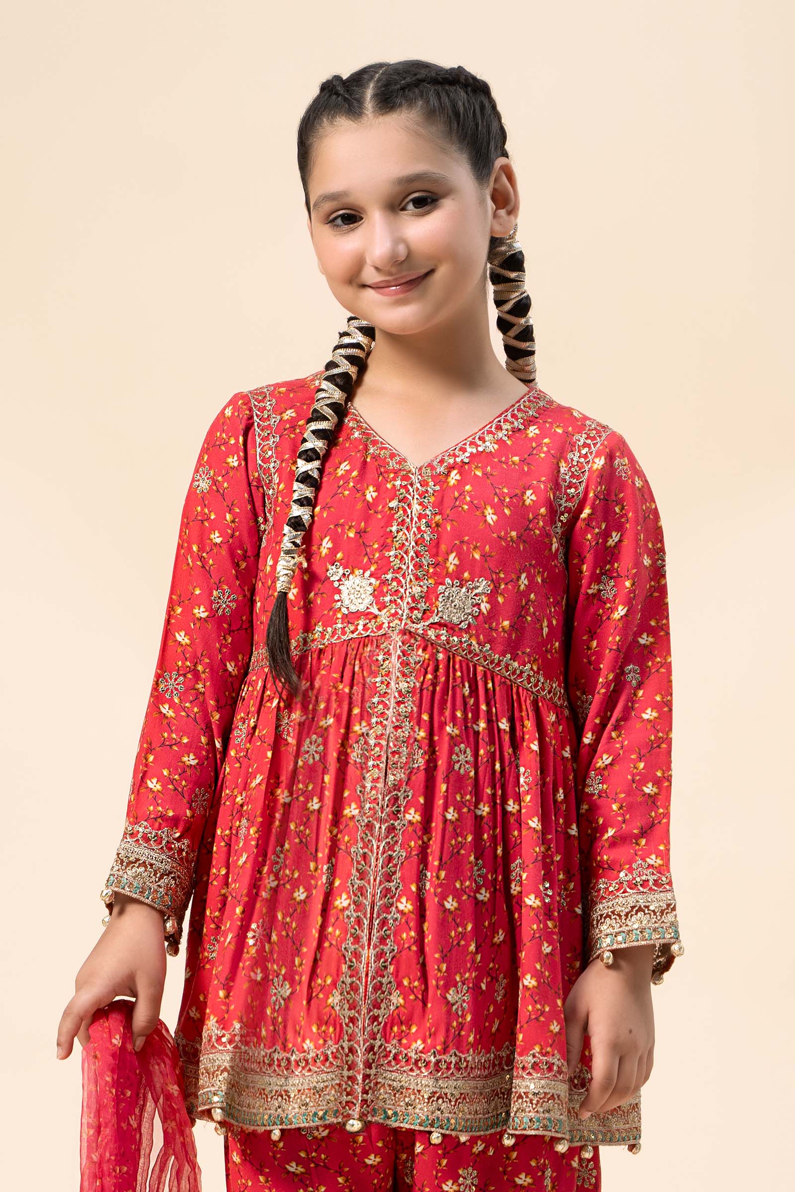 Maria B | 3 Piece Embroidered Marina Twill Suit | MKD-W24-12 - House Of Hania