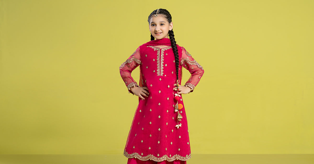 Maria B | 3 Piece Embroidered Organza Suit | MKS-EF24-23 - House Of Hania
