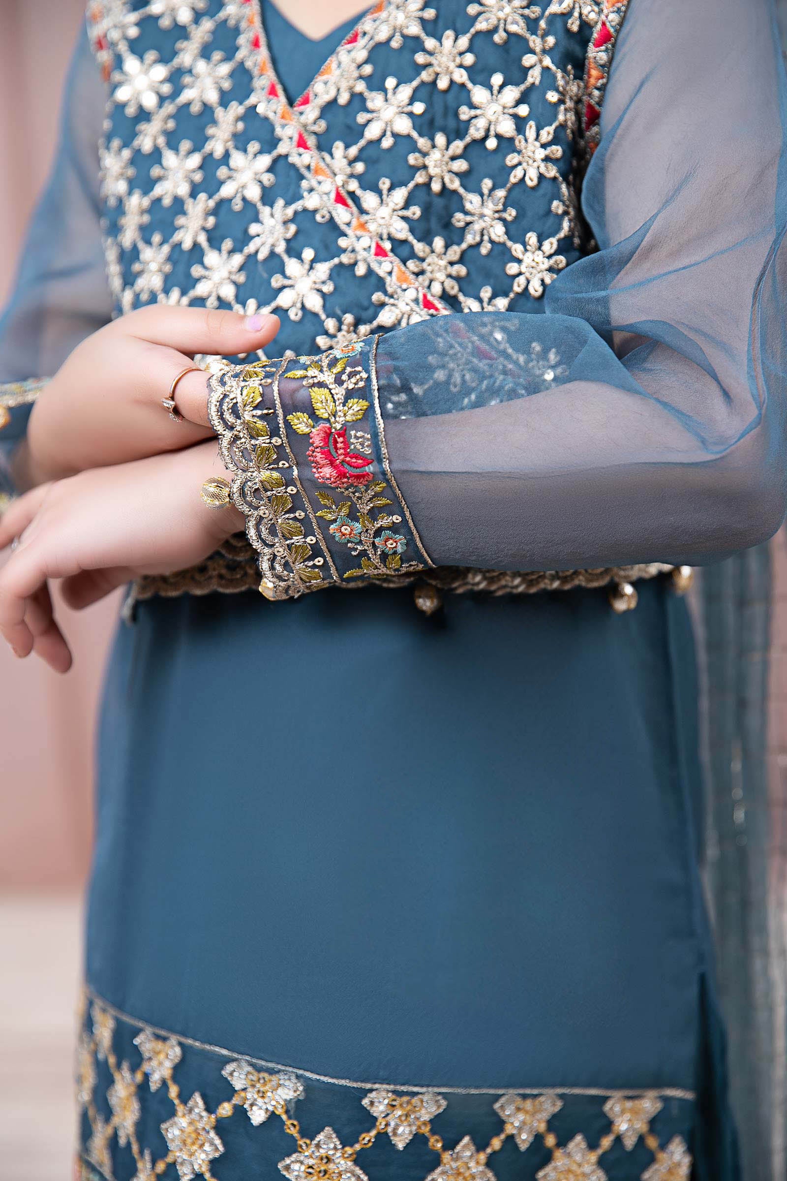 Maria B | 3 Piece Embroidered Organza Suit | MKS-EF24-29 - House Of Hania