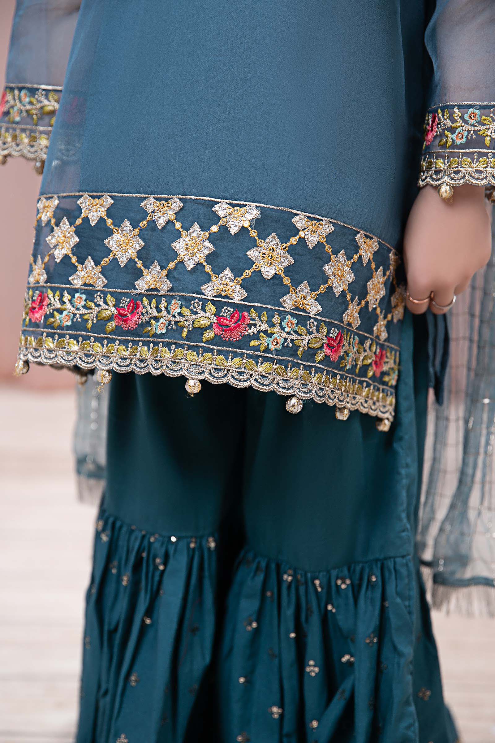 Maria B | 3 Piece Embroidered Organza Suit | MKS-EF24-29 - House Of Hania