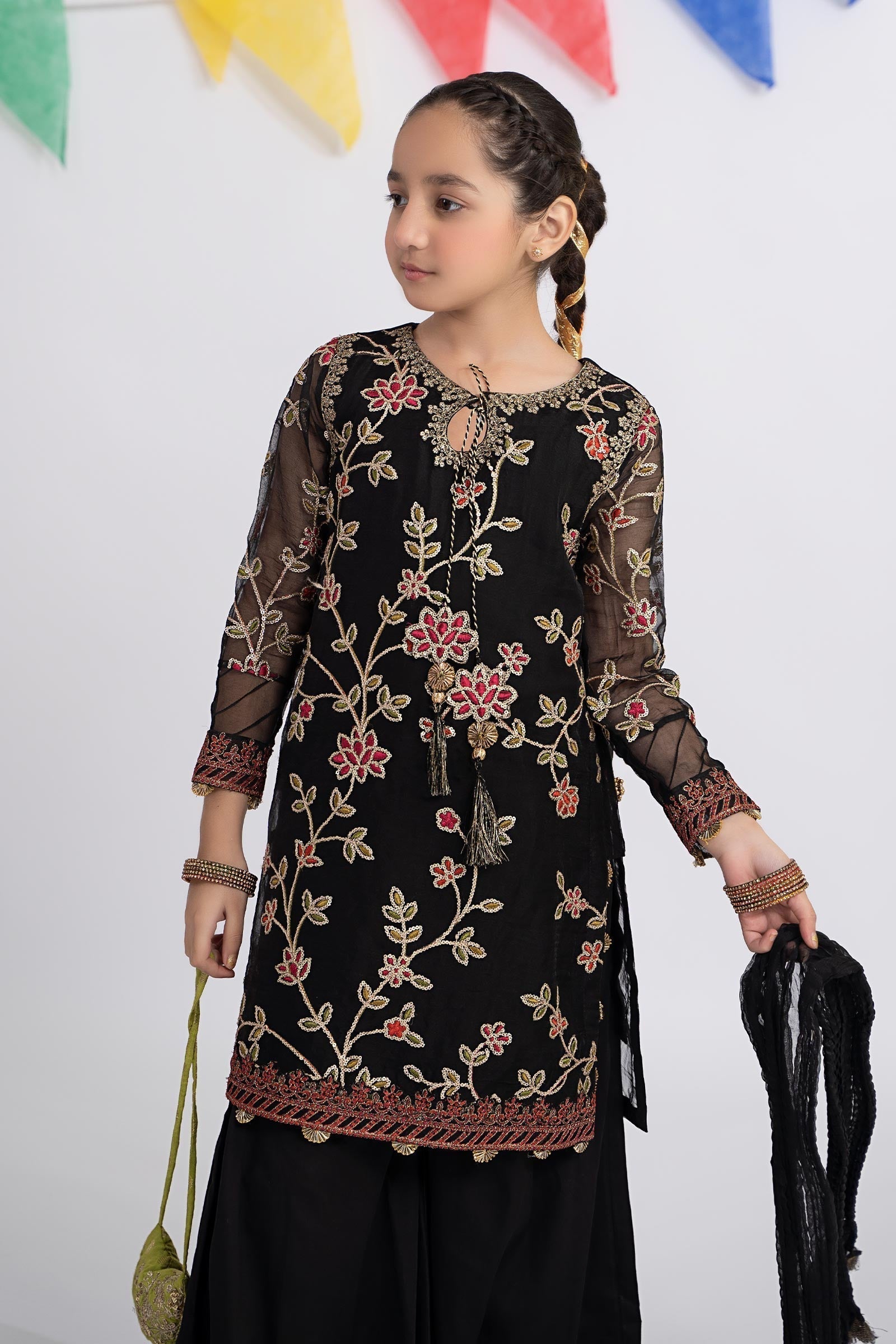 Maria B | 3 Piece Embroidered Organza Suit | MKS-EF24-30 - House Of Hania
