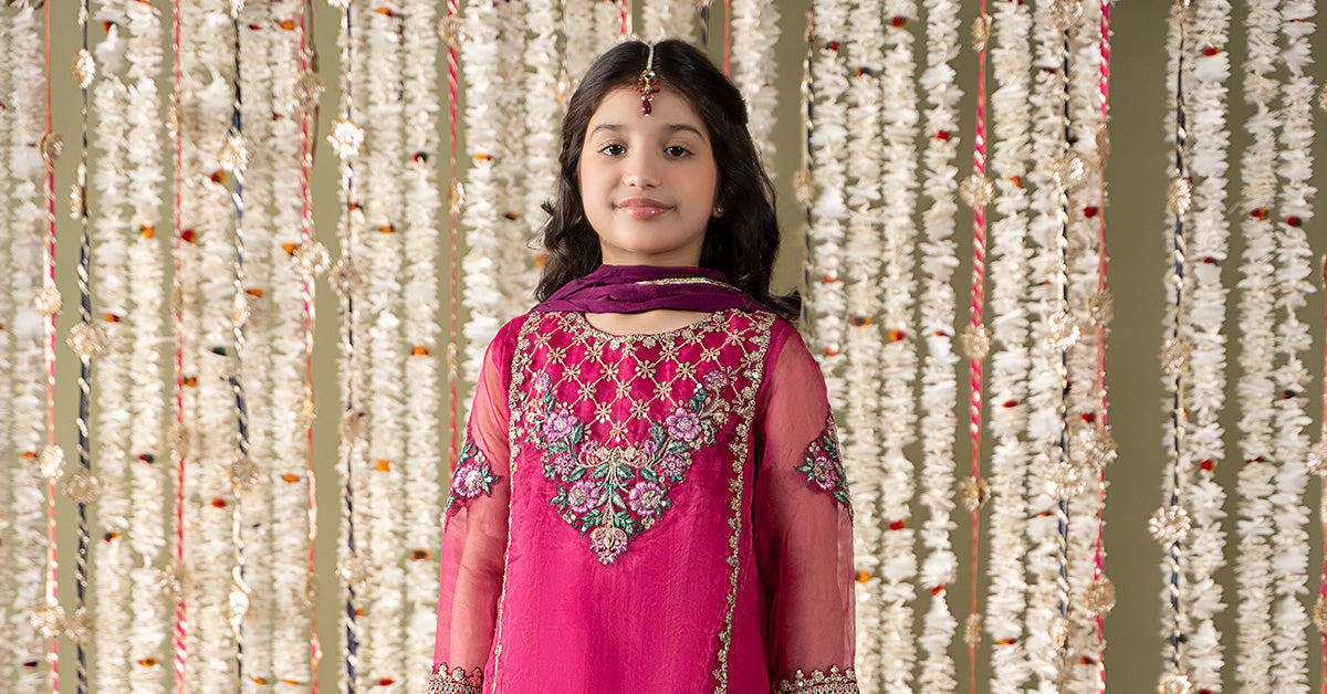 Maria B | 3 Piece Embroidered Organza Suit | MKS-EF25-16 - House Of Hania