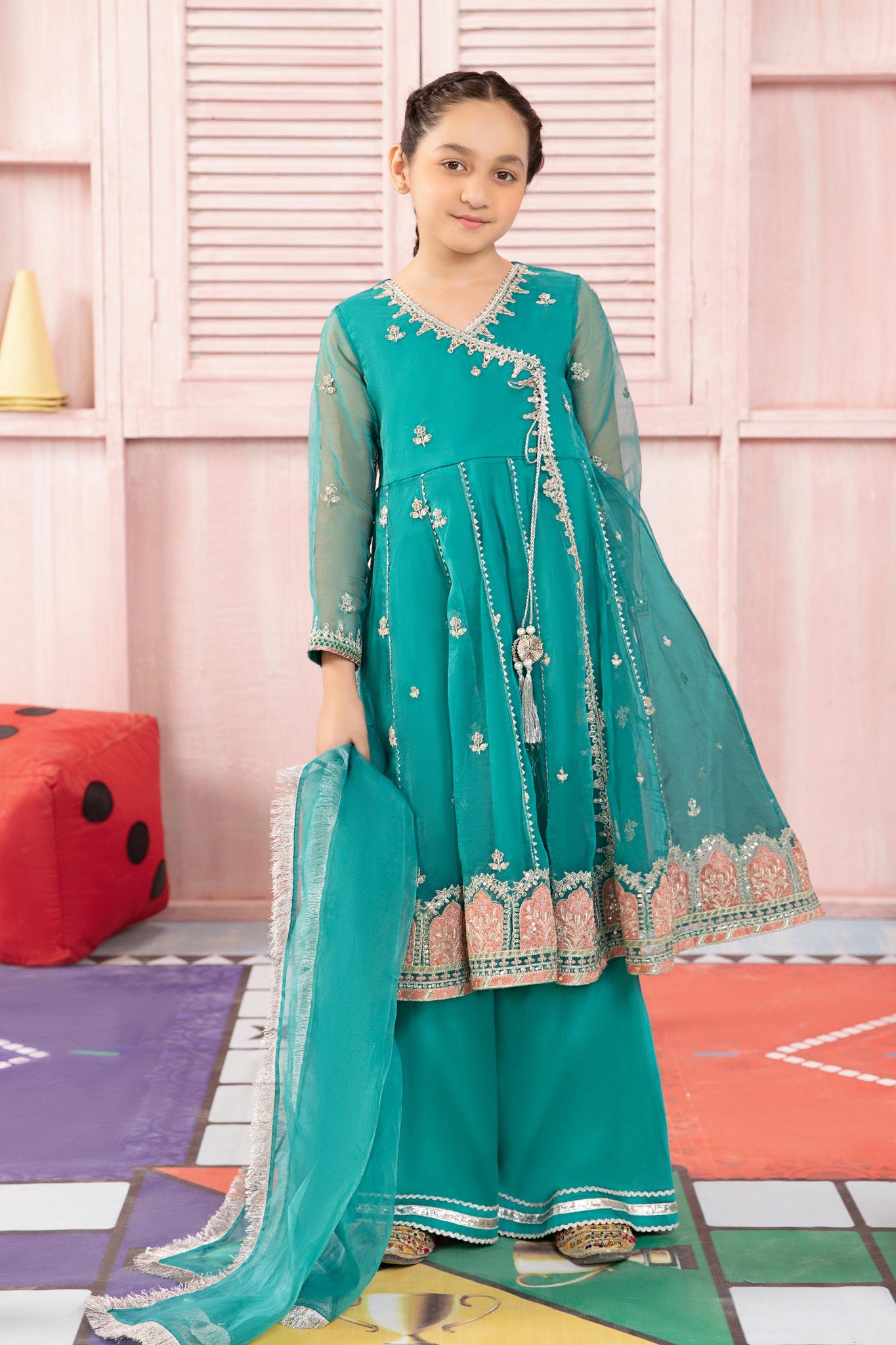 Maria B | 3 Piece Embroidered Organza Suit | MKS-PF24-01 - House Of Hania
