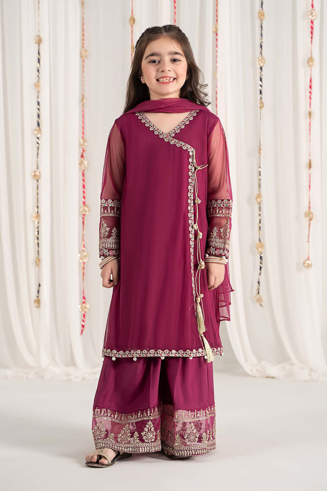 Maria B | 3 Piece Embroidered Polyester Net Suit | MKS-EF25-43 - House Of Hania