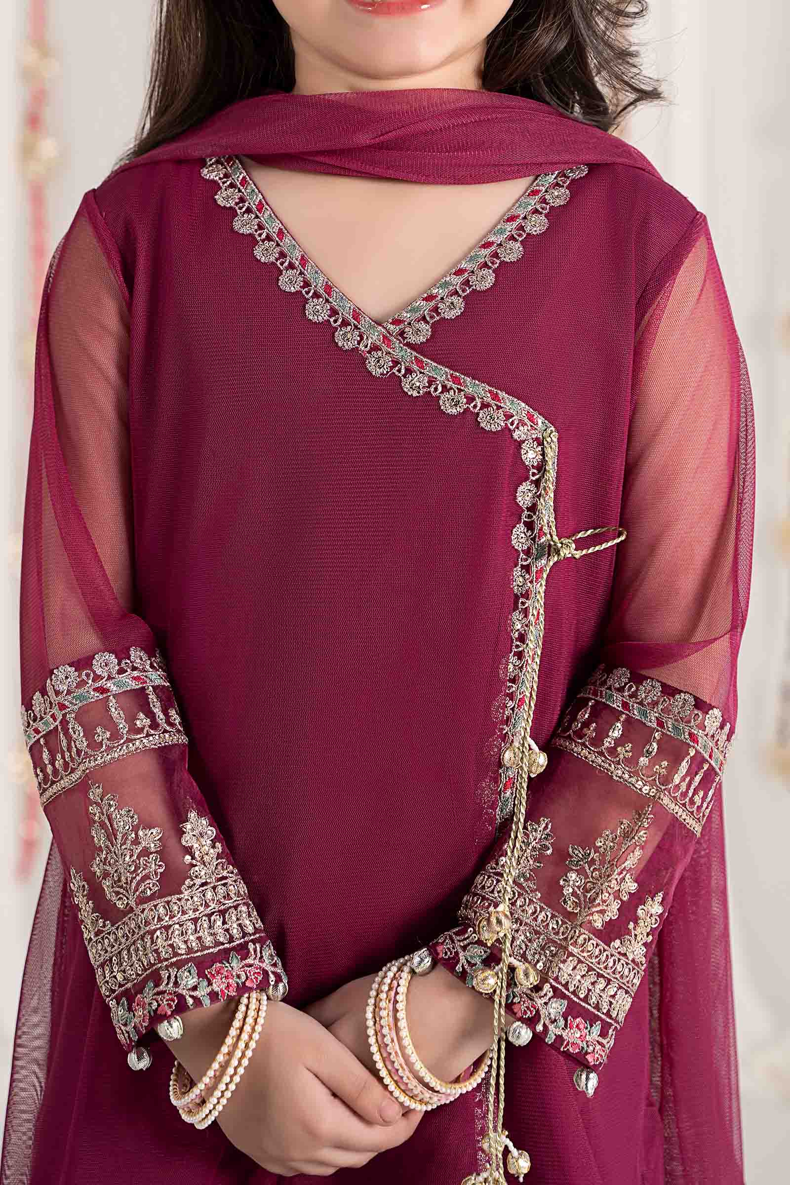 Maria B | 3 Piece Embroidered Polyester Net Suit | MKS-EF25-43 - House Of Hania