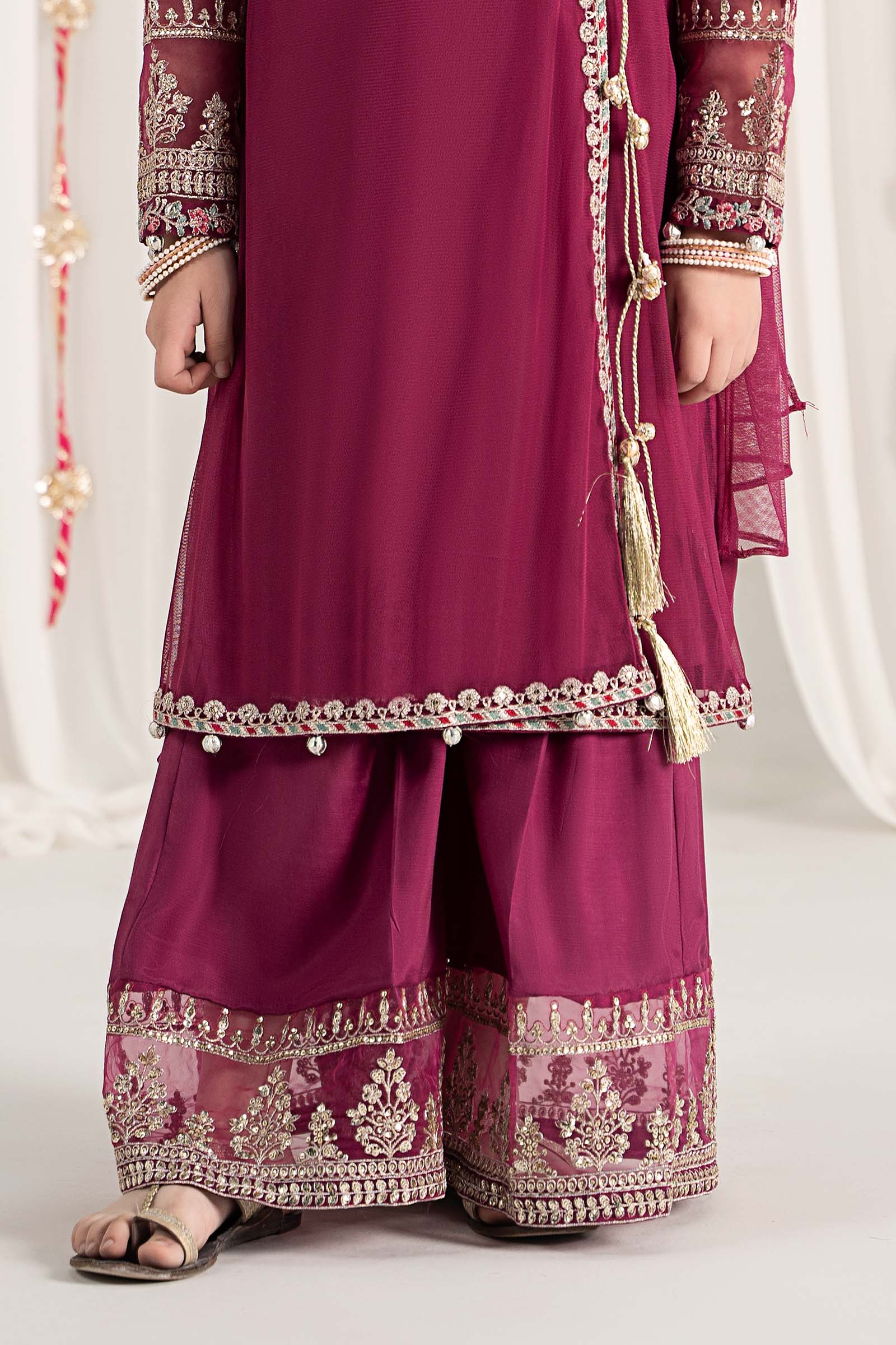 Maria B | 3 Piece Embroidered Polyester Net Suit | MKS-EF25-43 - House Of Hania