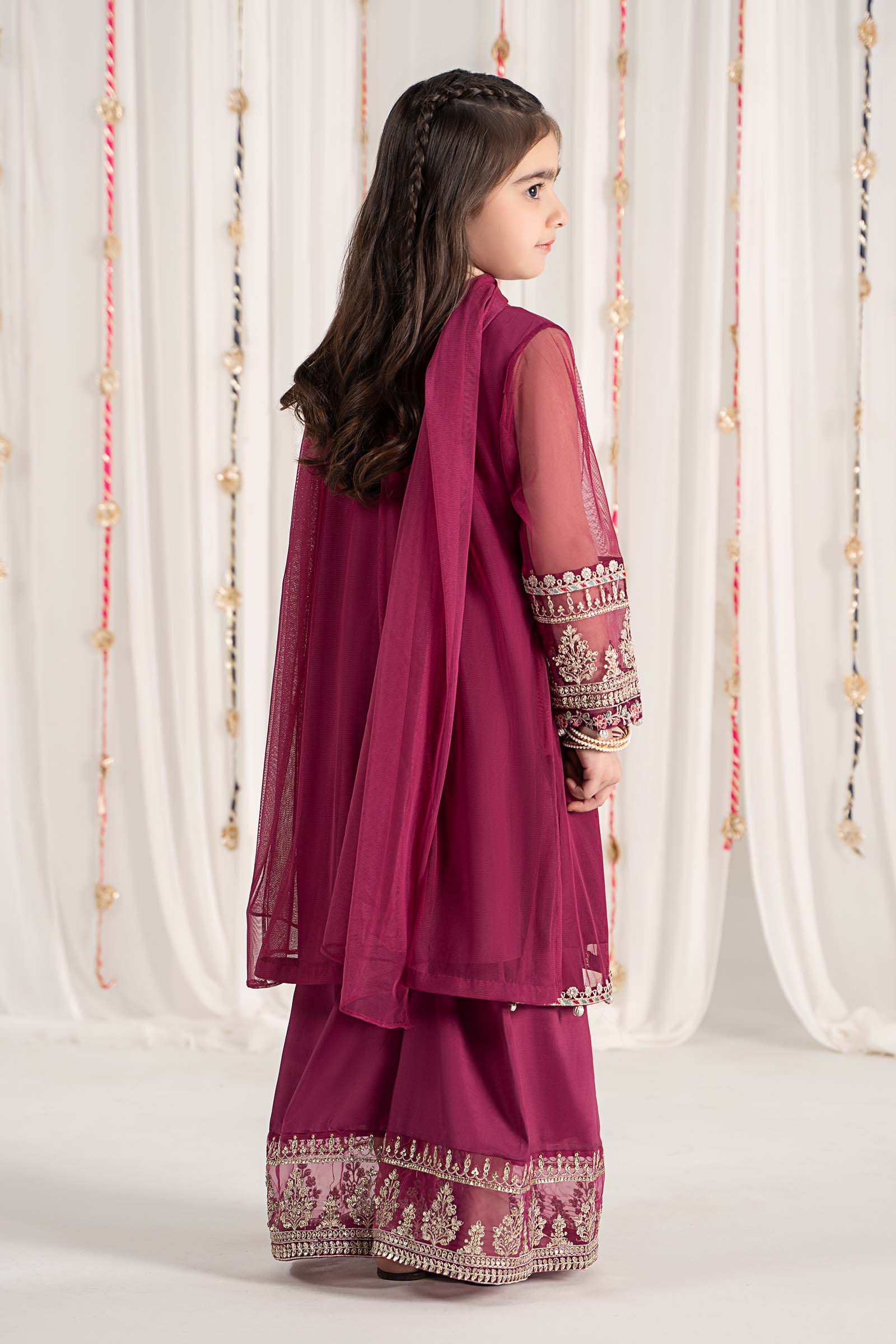 Maria B | 3 Piece Embroidered Polyester Net Suit | MKS-EF25-43 - House Of Hania