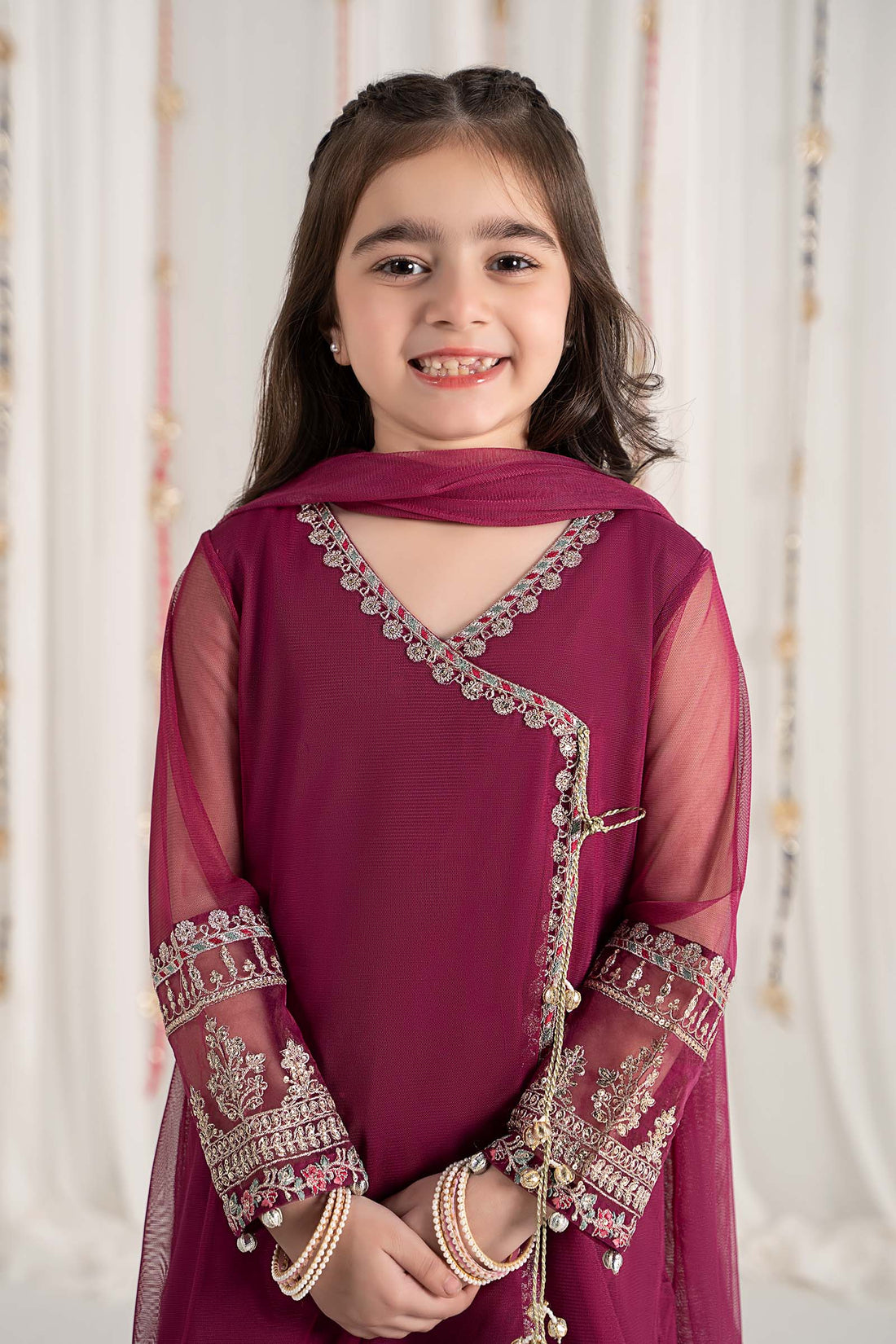 Maria B | 3 Piece Embroidered Polyester Net Suit | MKS-EF25-43 - House Of Hania