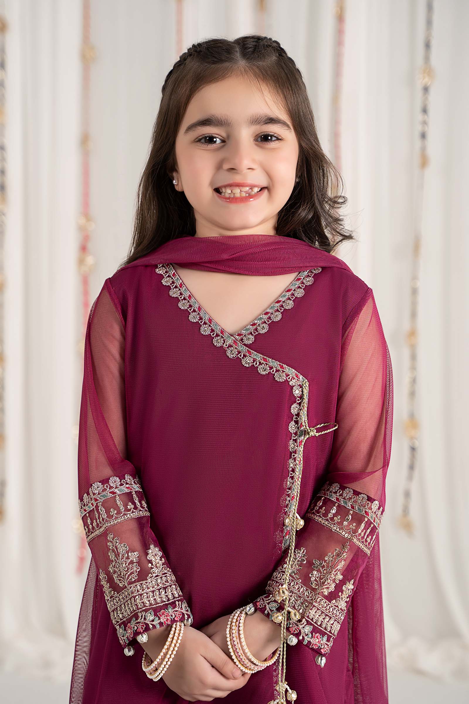 Maria B | 3 Piece Embroidered Polyester Net Suit | MKS-EF25-43 - House Of Hania