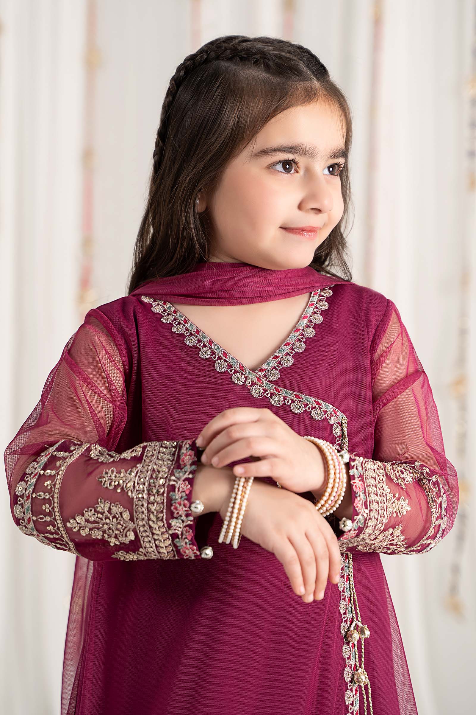 Maria B | 3 Piece Embroidered Polyester Net Suit | MKS-EF25-43 - House Of Hania