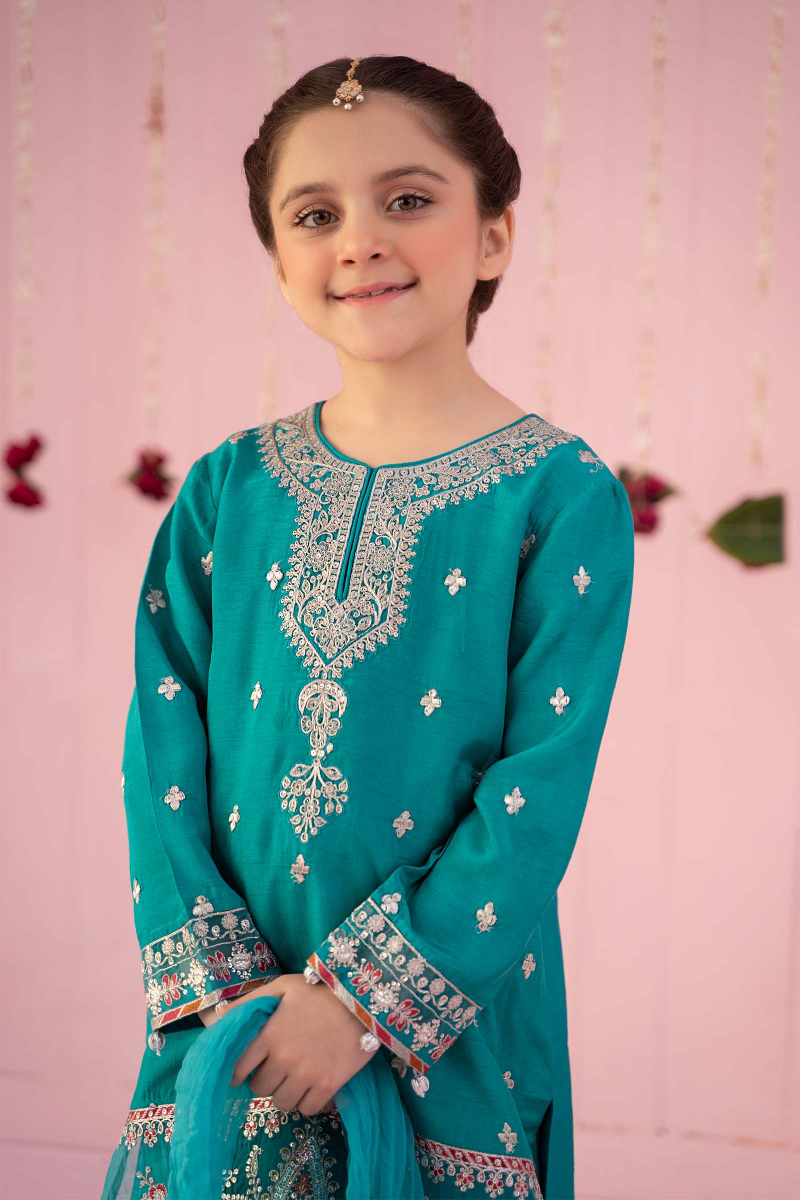 Maria B | 3 Piece Embroidered Raw Silk Suit | MKS-EF24-09 - House Of Hania