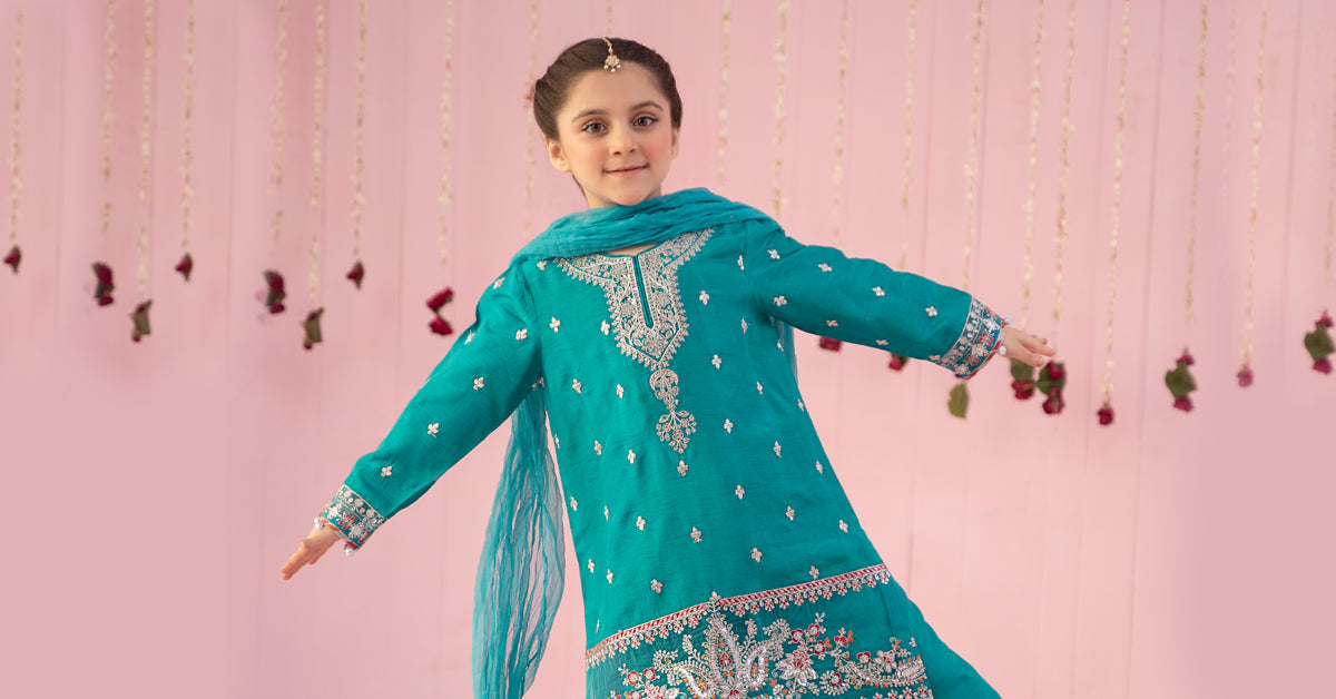 Maria B | 3 Piece Embroidered Raw Silk Suit | MKS-EF24-09 - House Of Hania