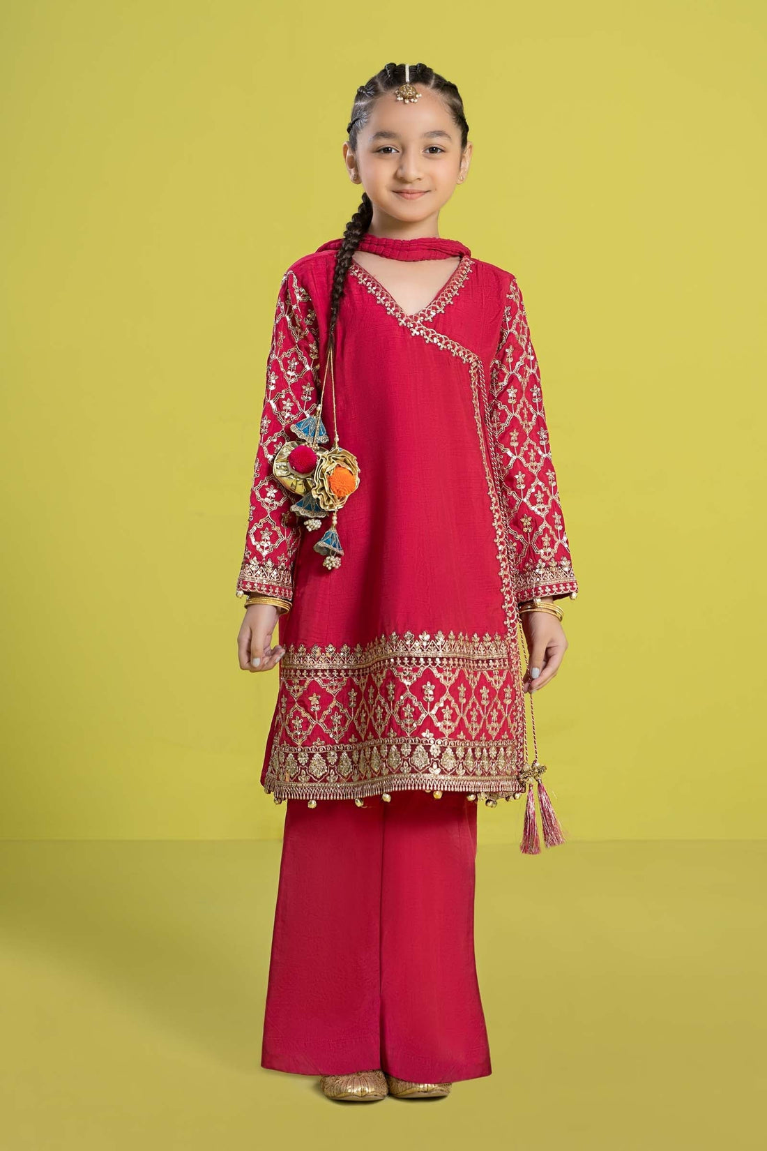 Maria B | 3 Piece Embroidered Raw Silk Suit | MKS-EF24-31 - House Of Hania