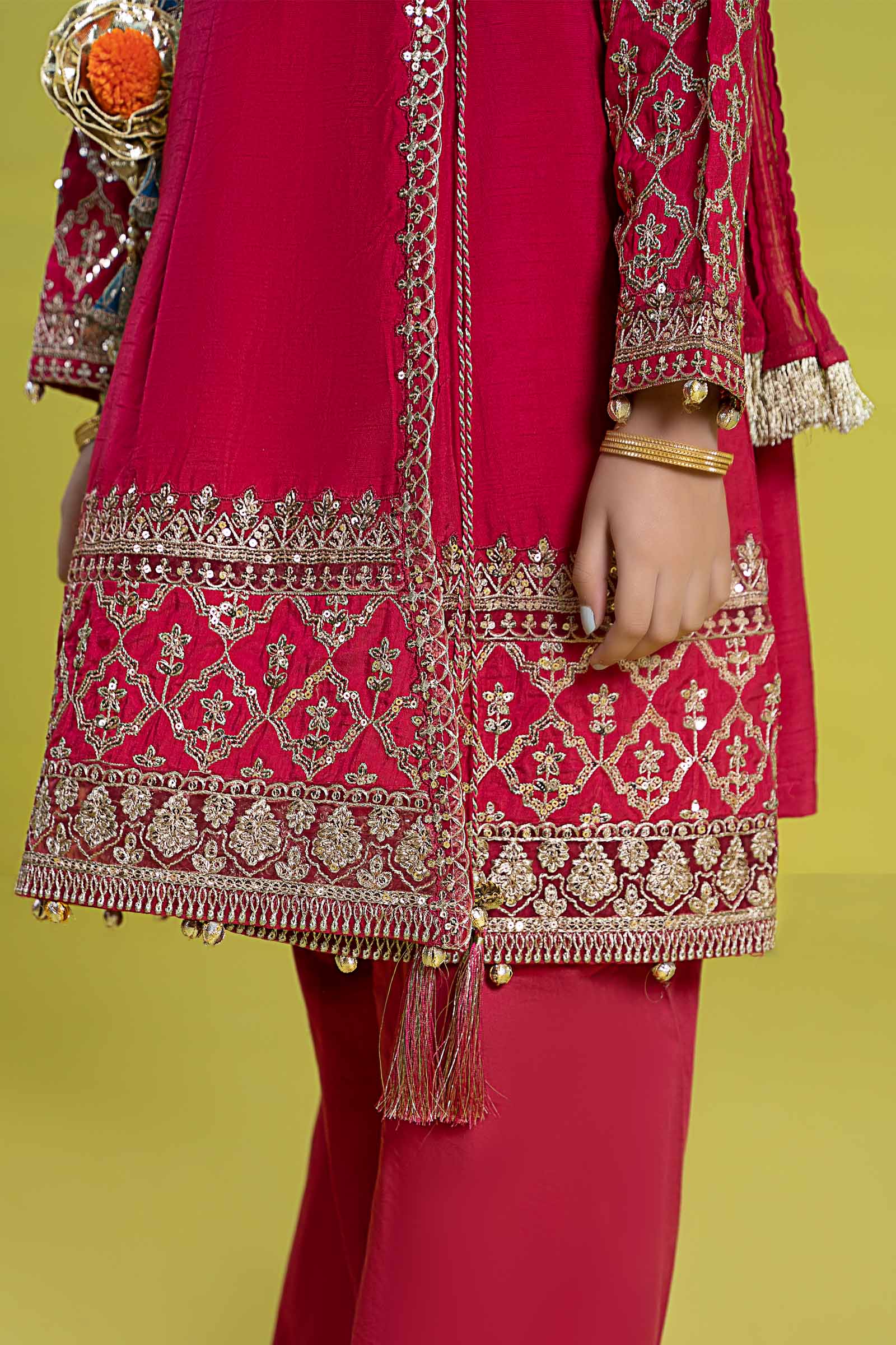 Maria B | 3 Piece Embroidered Raw Silk Suit | MKS-EF24-31 - House Of Hania