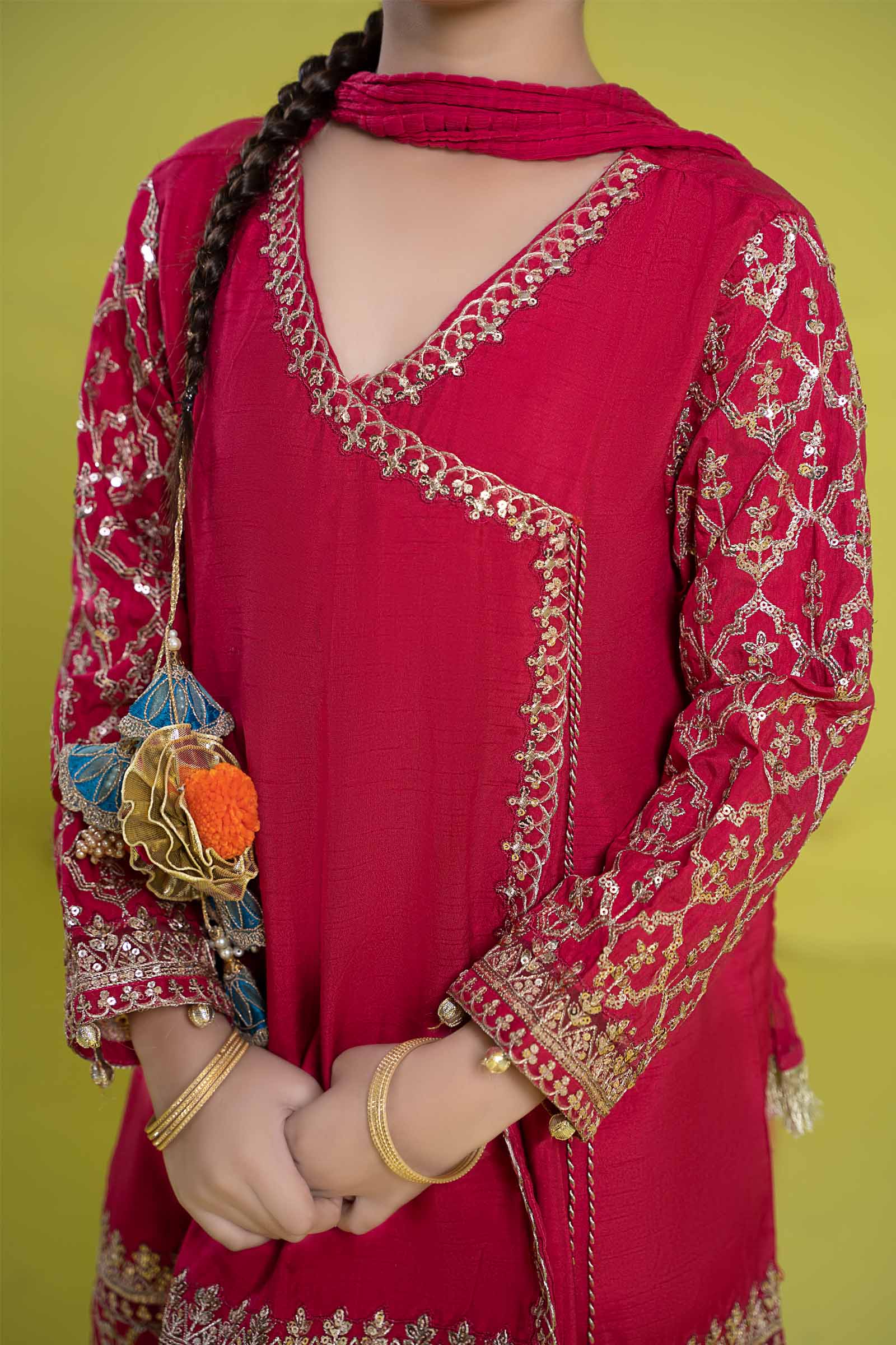 Maria B | 3 Piece Embroidered Raw Silk Suit | MKS-EF24-31 - House Of Hania