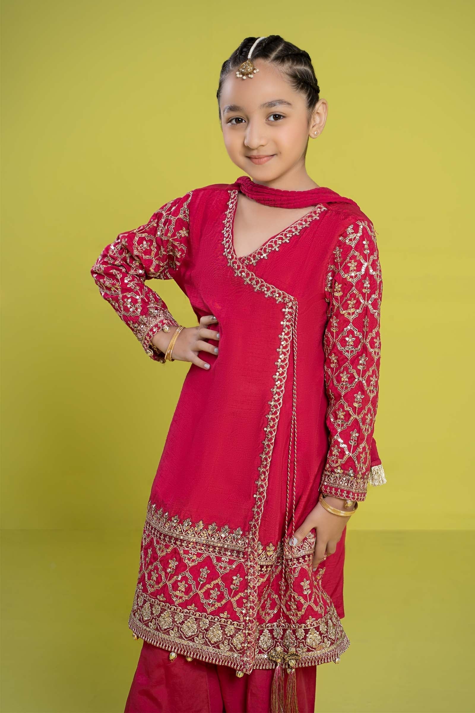 Maria B | 3 Piece Embroidered Raw Silk Suit | MKS-EF24-31 - House Of Hania