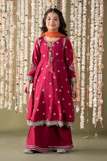Maria B | 3 Piece Embroidered Raw Silk Suit | MKS-EF25-07 - House Of Hania
