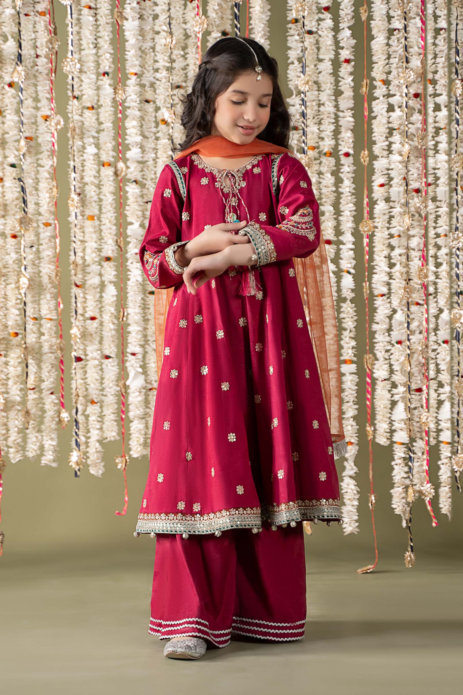 Maria B | 3 Piece Embroidered Raw Silk Suit | MKS-EF25-07 - House Of Hania