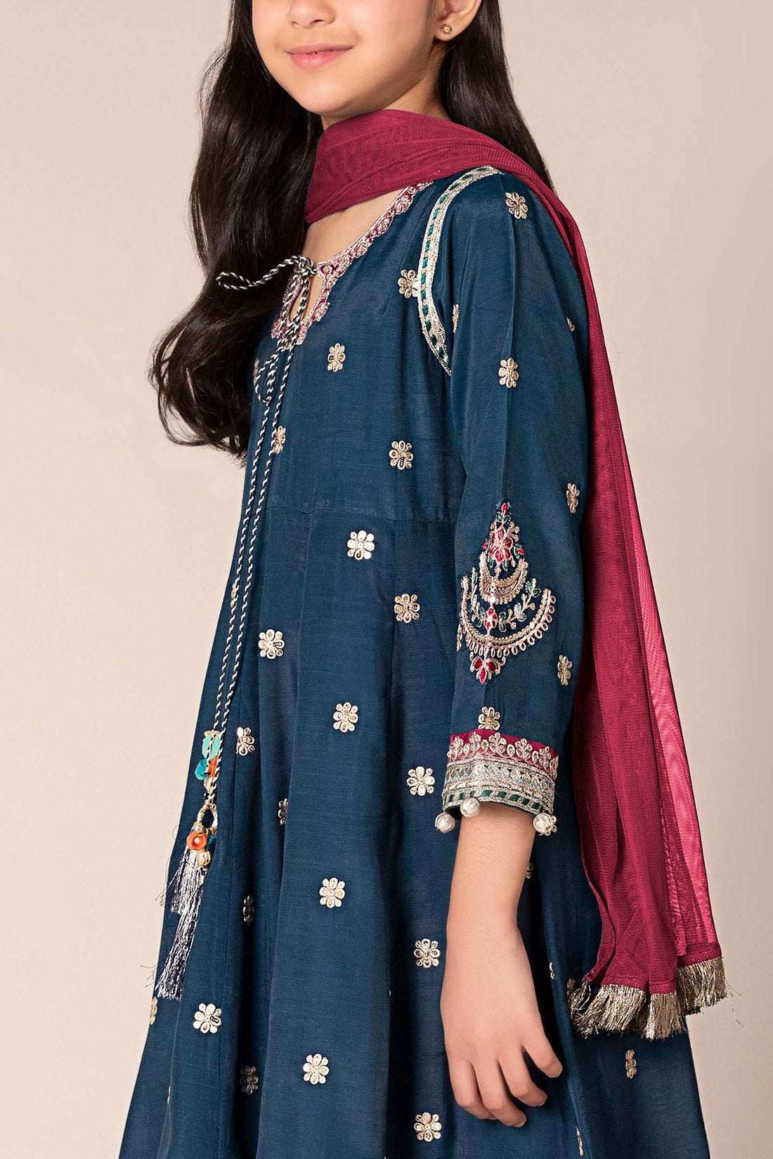 Maria B | 3 Piece Embroidered Raw Silk Suit | MKS-EF25-07 - House Of Hania