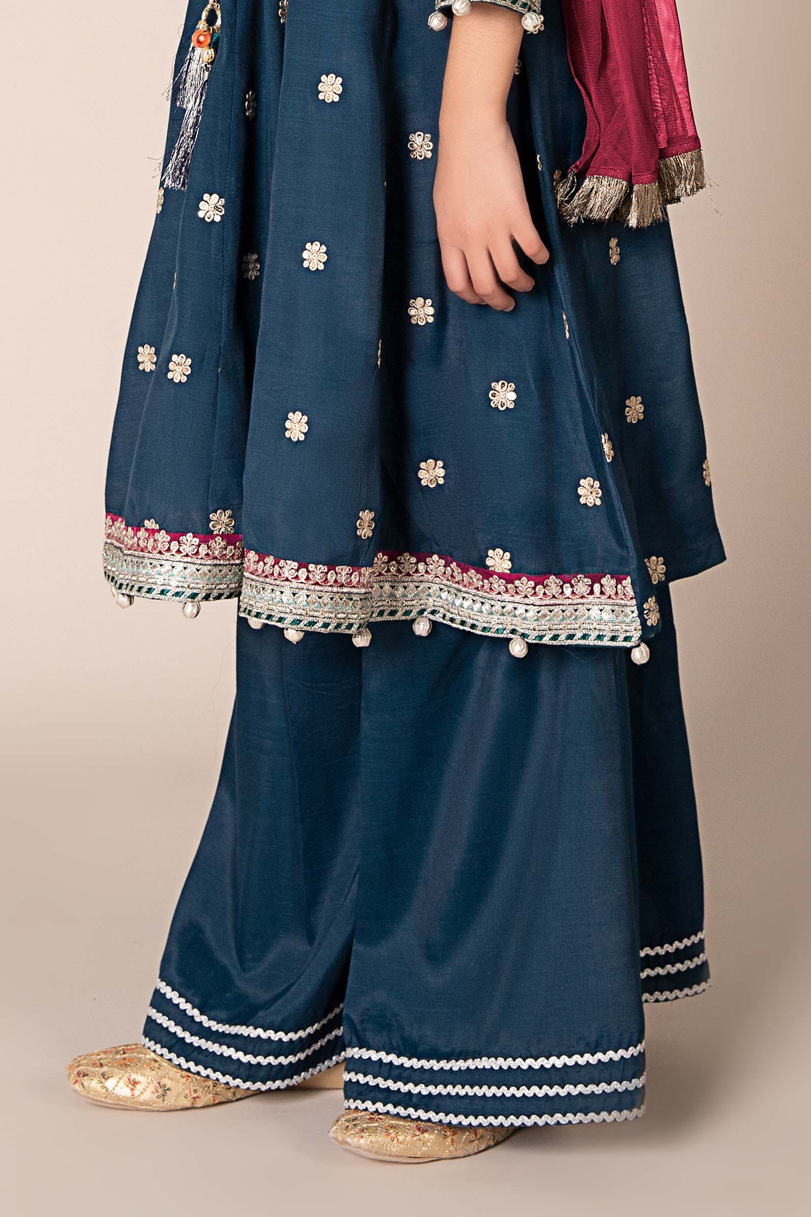 Maria B | 3 Piece Embroidered Raw Silk Suit | MKS-EF25-07 - House Of Hania