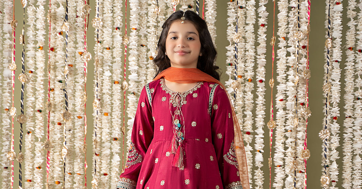 Maria B | 3 Piece Embroidered Raw Silk Suit | MKS-EF25-07 - House Of Hania