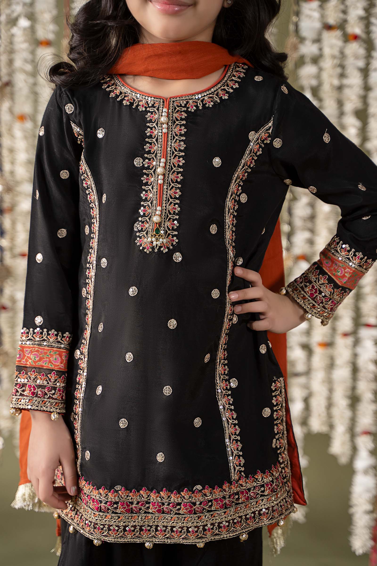 Maria B | 3 Piece Embroidered Raw Silk Suit | MKS-EF25-25 - House Of Hania