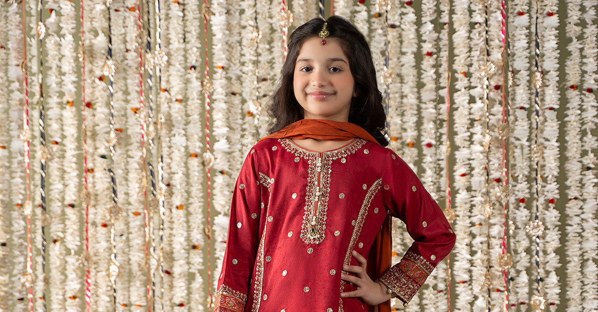 Maria B | 3 Piece Embroidered Raw Silk Suit | MKS-EF25-25 - House Of Hania