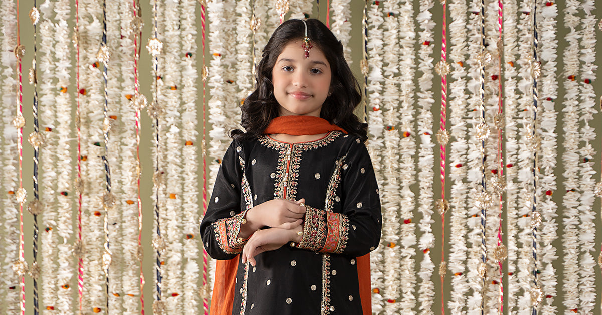 Maria B | 3 Piece Embroidered Raw Silk Suit | MKS-EF25-25 - House Of Hania