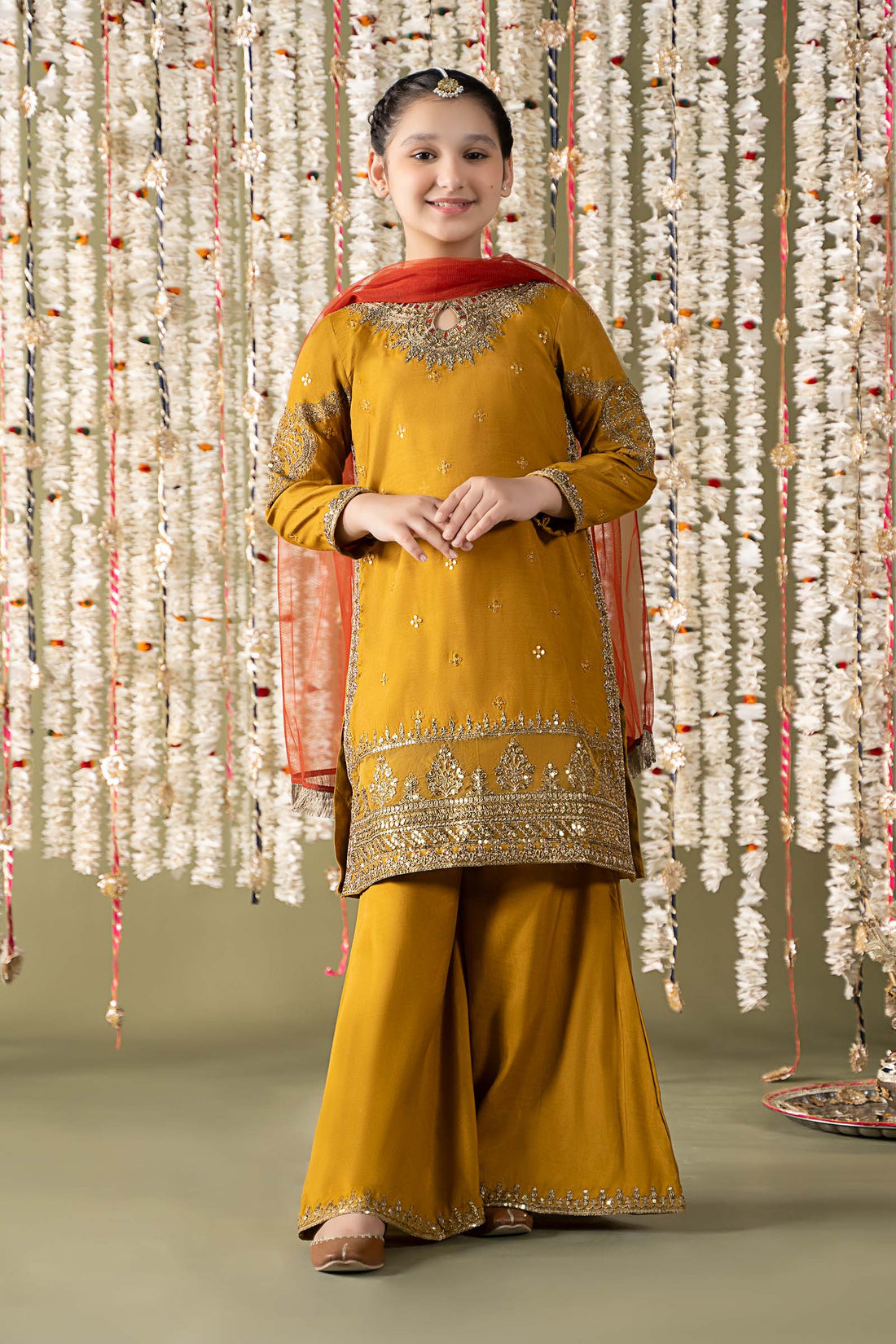 Maria B | 3 Piece Embroidered Raw Silk Suit | MKS-EF25-27 - House Of Hania