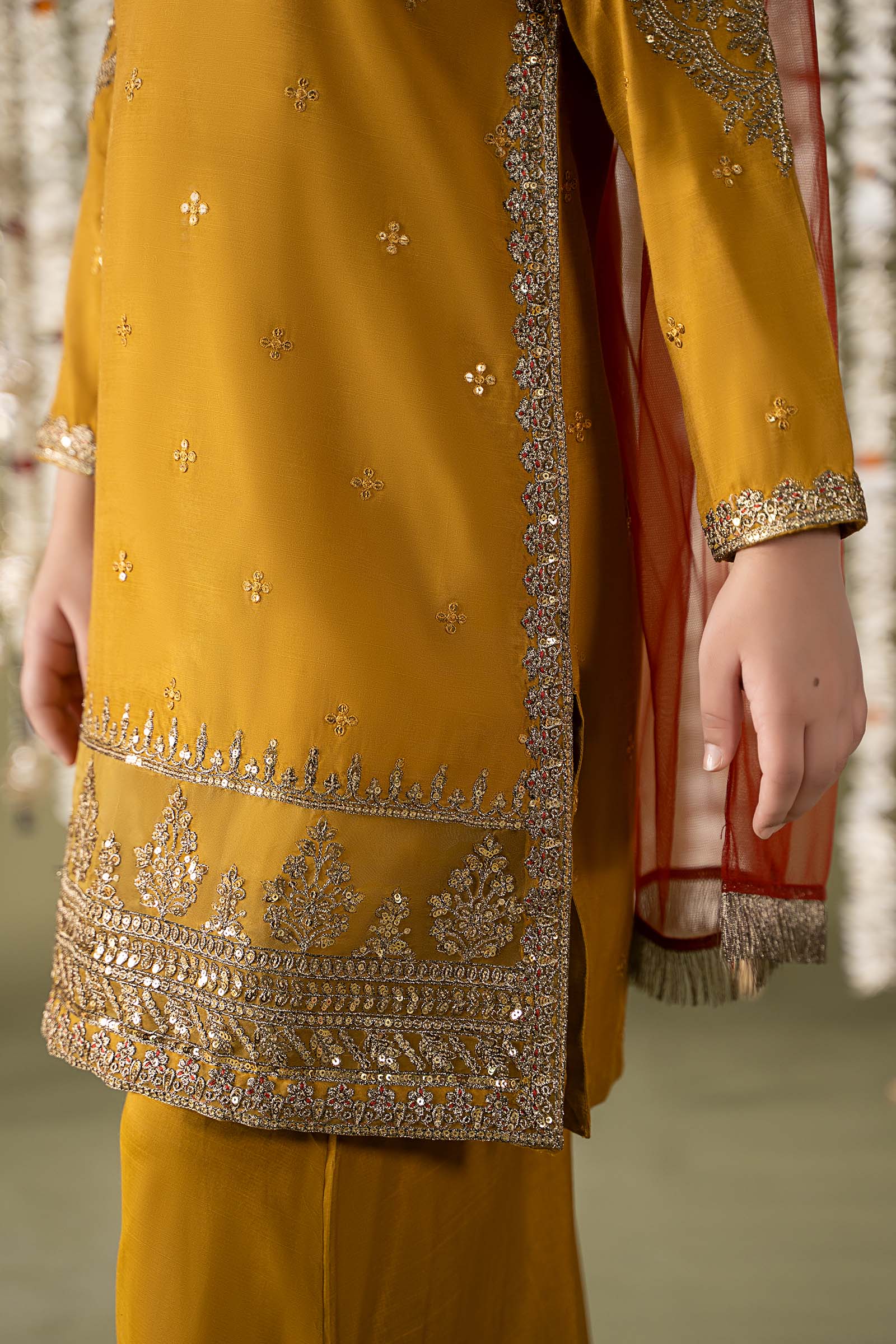 Maria B | 3 Piece Embroidered Raw Silk Suit | MKS-EF25-27 - House Of Hania