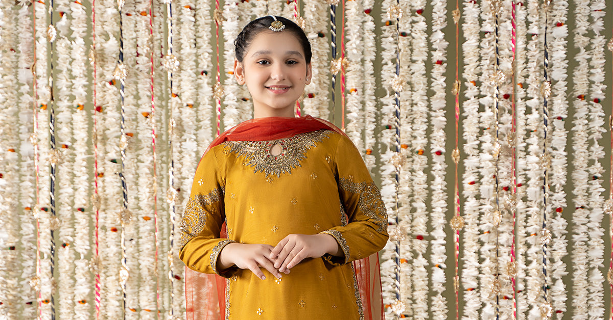 Maria B | 3 Piece Embroidered Raw Silk Suit | MKS-EF25-27 - House Of Hania