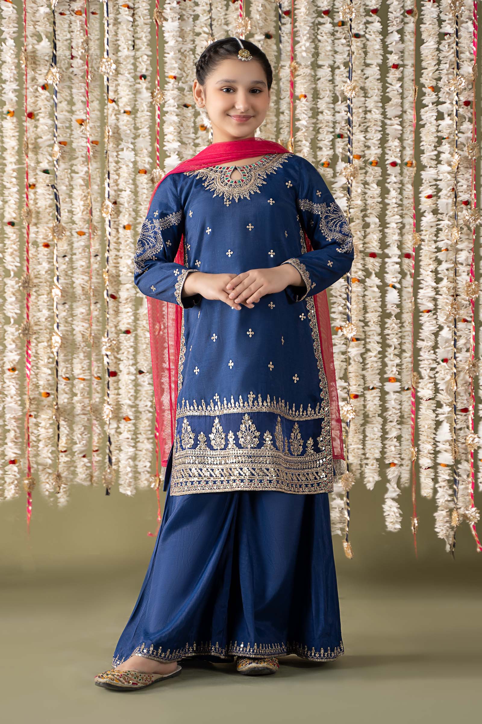 Maria B | 3 Piece Embroidered Raw Silk Suit | MKS-EF25-27 - House Of Hania