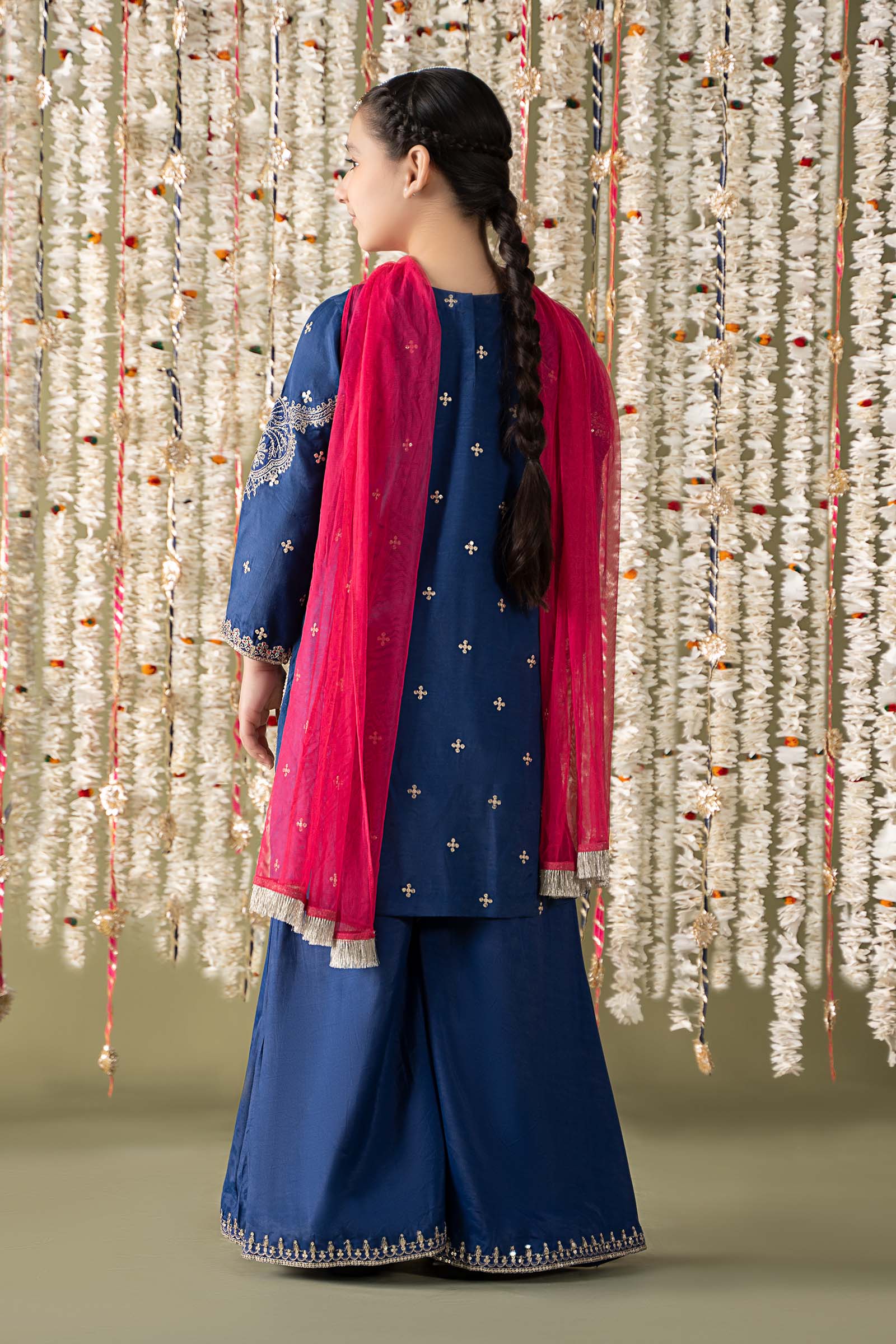 Maria B | 3 Piece Embroidered Raw Silk Suit | MKS-EF25-27 - House Of Hania