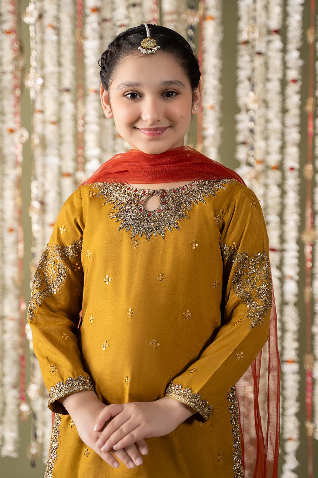 Maria B | 3 Piece Embroidered Raw Silk Suit | MKS-EF25-27 - House Of Hania