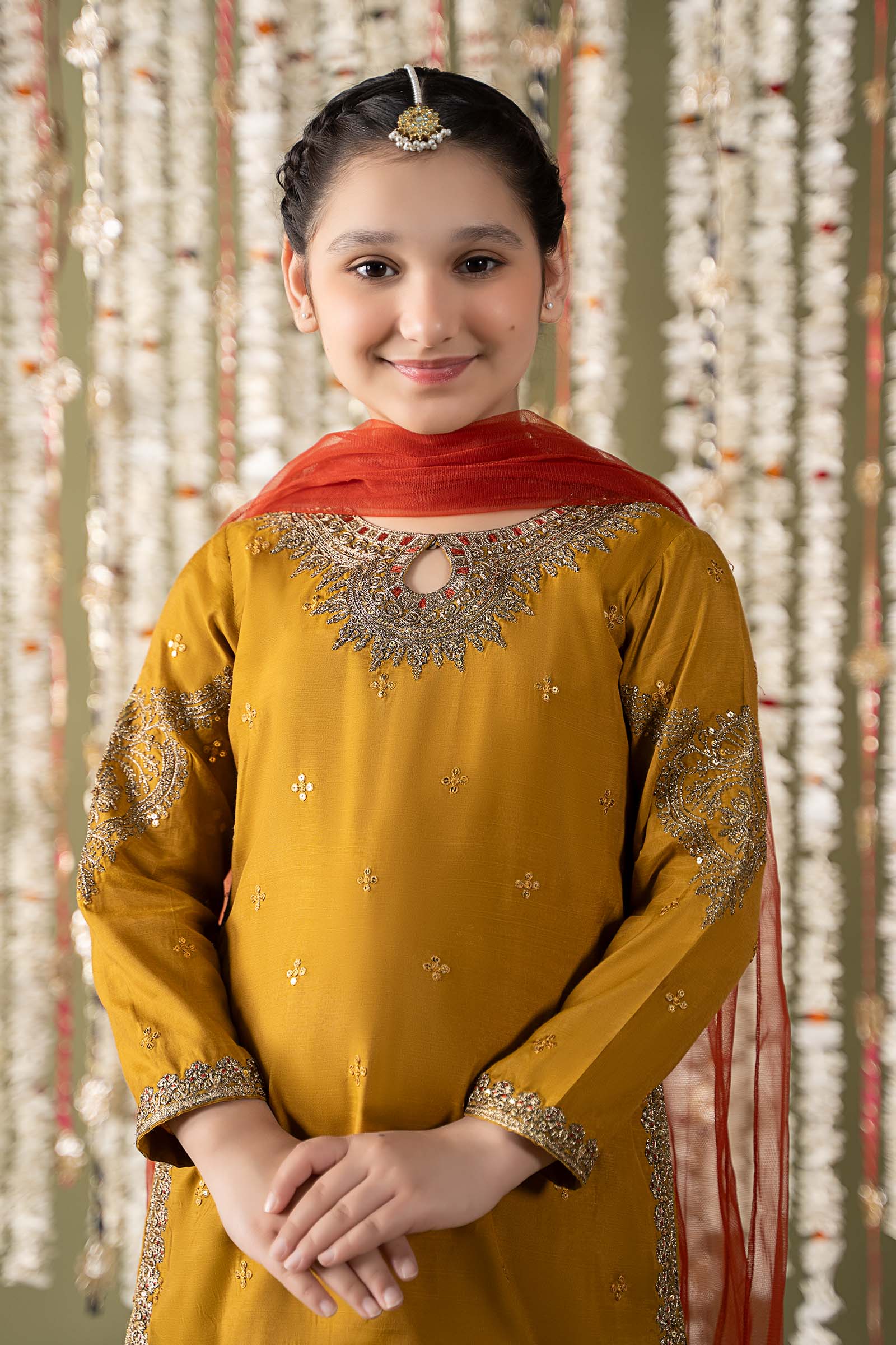 Maria B | 3 Piece Embroidered Raw Silk Suit | MKS-EF25-27 - House Of Hania