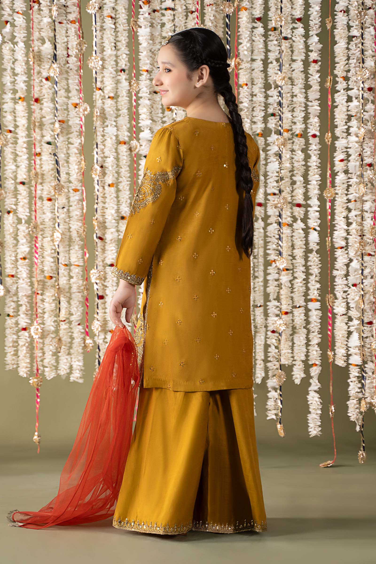 Maria B | 3 Piece Embroidered Raw Silk Suit | MKS-EF25-27 - House Of Hania
