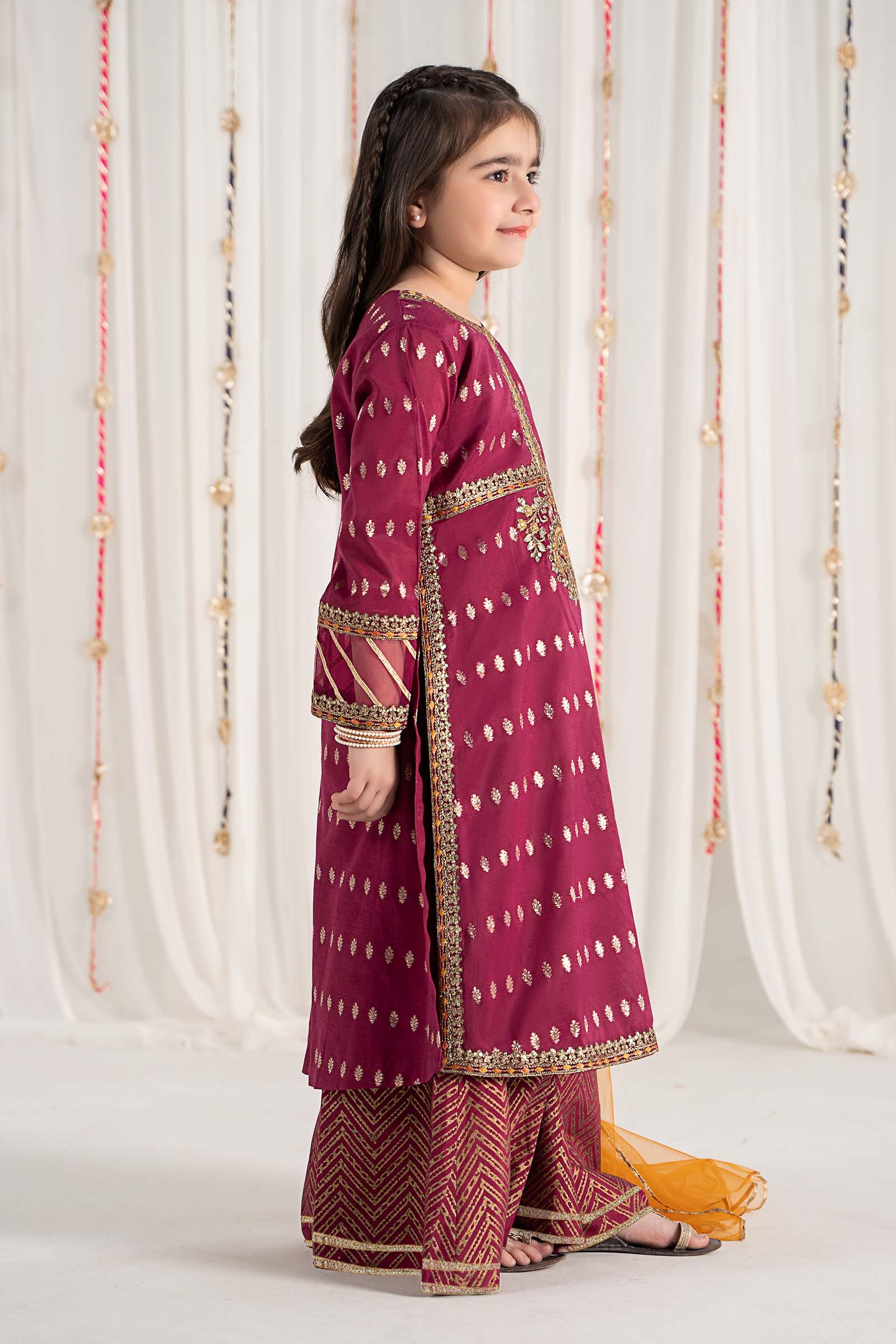 Maria B | 3 Piece Embroidered Raw Silk Suit | MKS-EF25-30 - House Of Hania