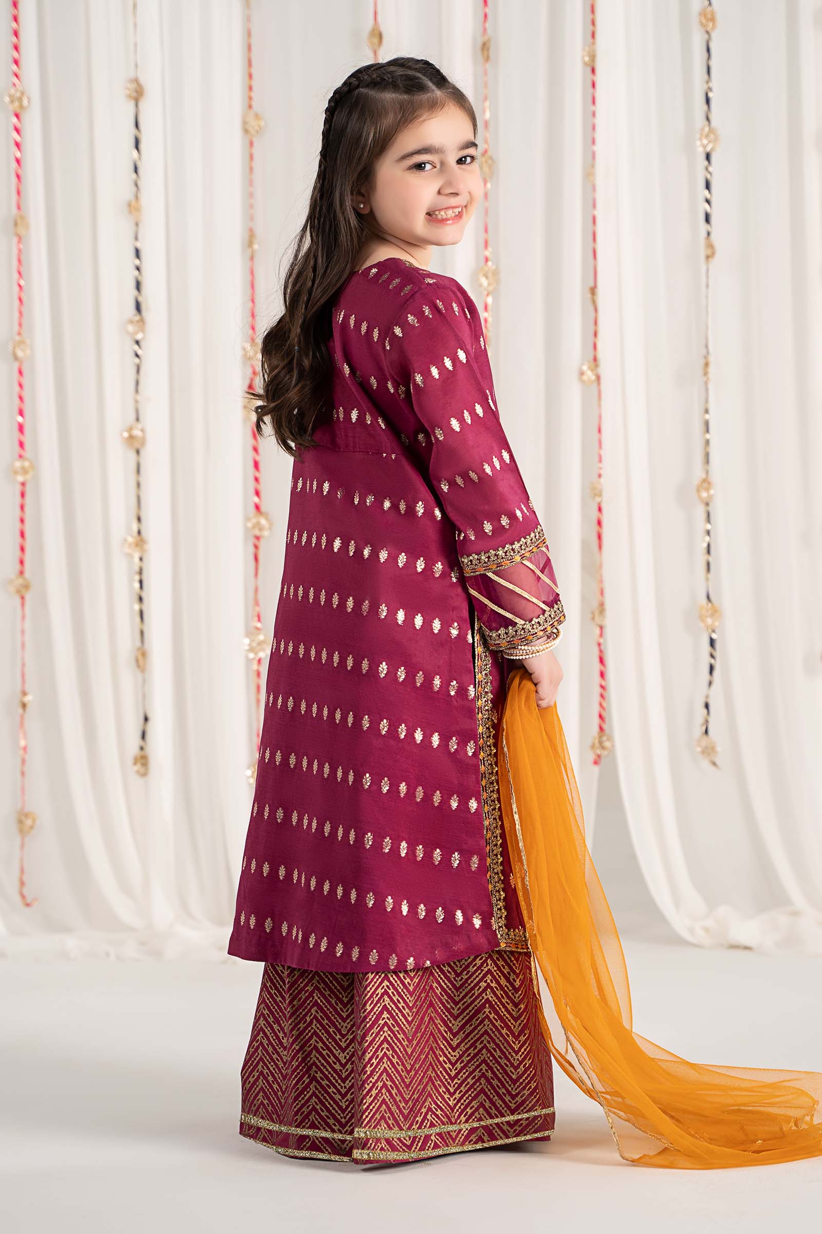 Maria B | 3 Piece Embroidered Raw Silk Suit | MKS-EF25-30 - House Of Hania