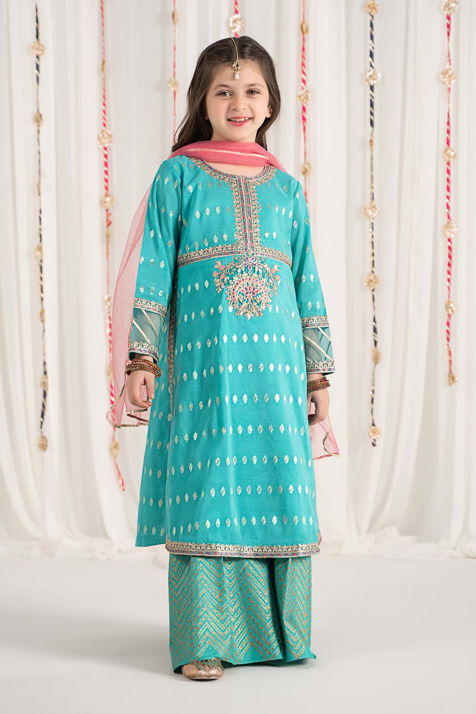 Maria B | 3 Piece Embroidered Raw Silk Suit | MKS-EF25-30 - House Of Hania
