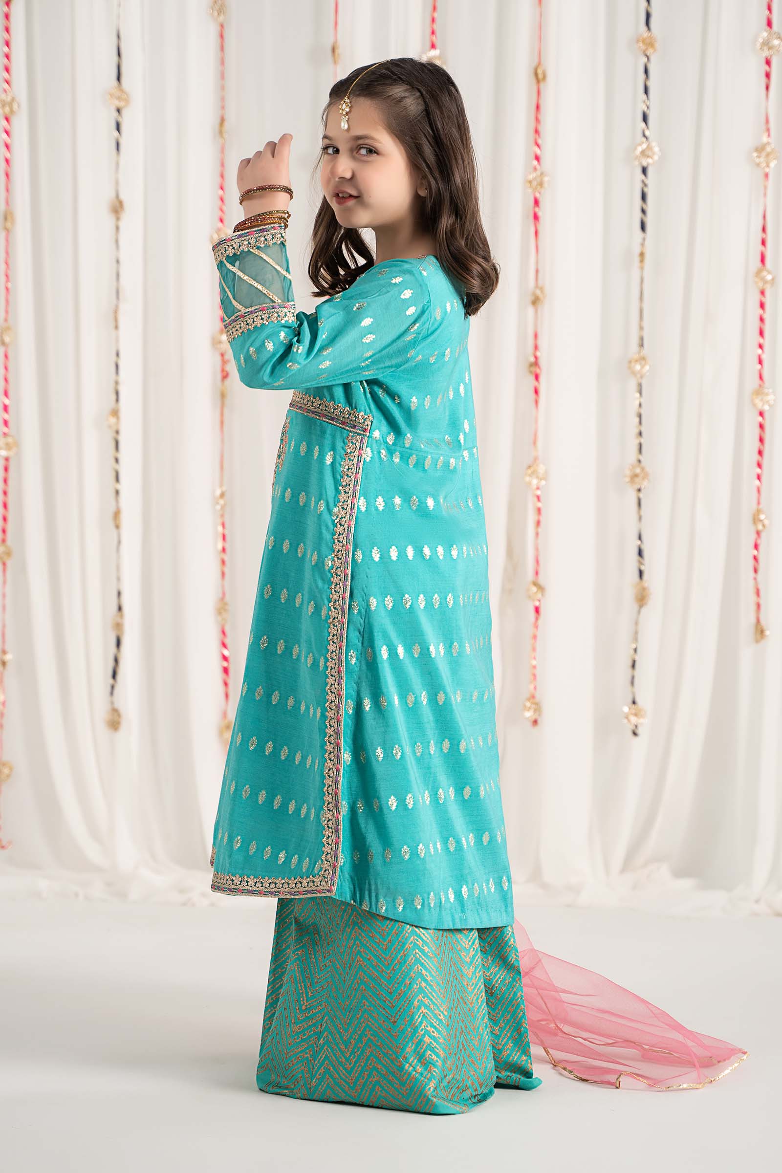 Maria B | 3 Piece Embroidered Raw Silk Suit | MKS-EF25-30 - House Of Hania