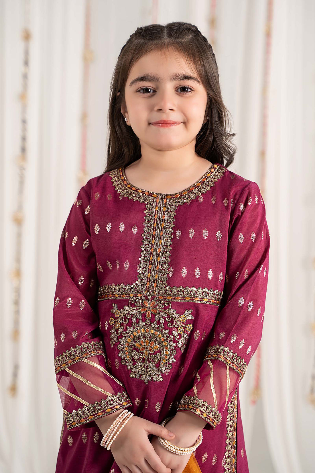Maria B | 3 Piece Embroidered Raw Silk Suit | MKS-EF25-30 - House Of Hania