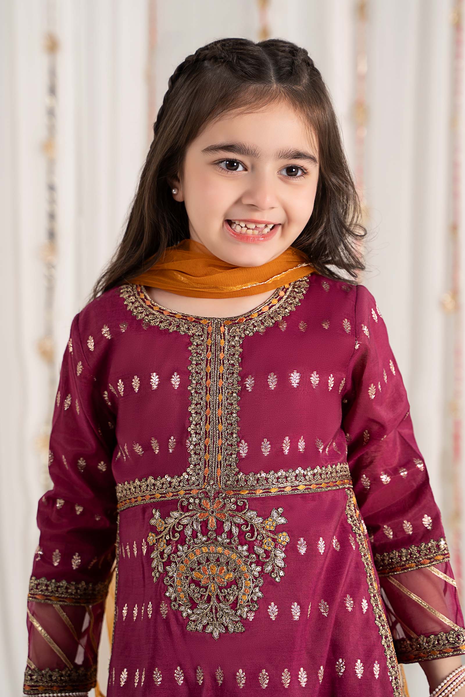 Maria B | 3 Piece Embroidered Raw Silk Suit | MKS-EF25-30 - House Of Hania