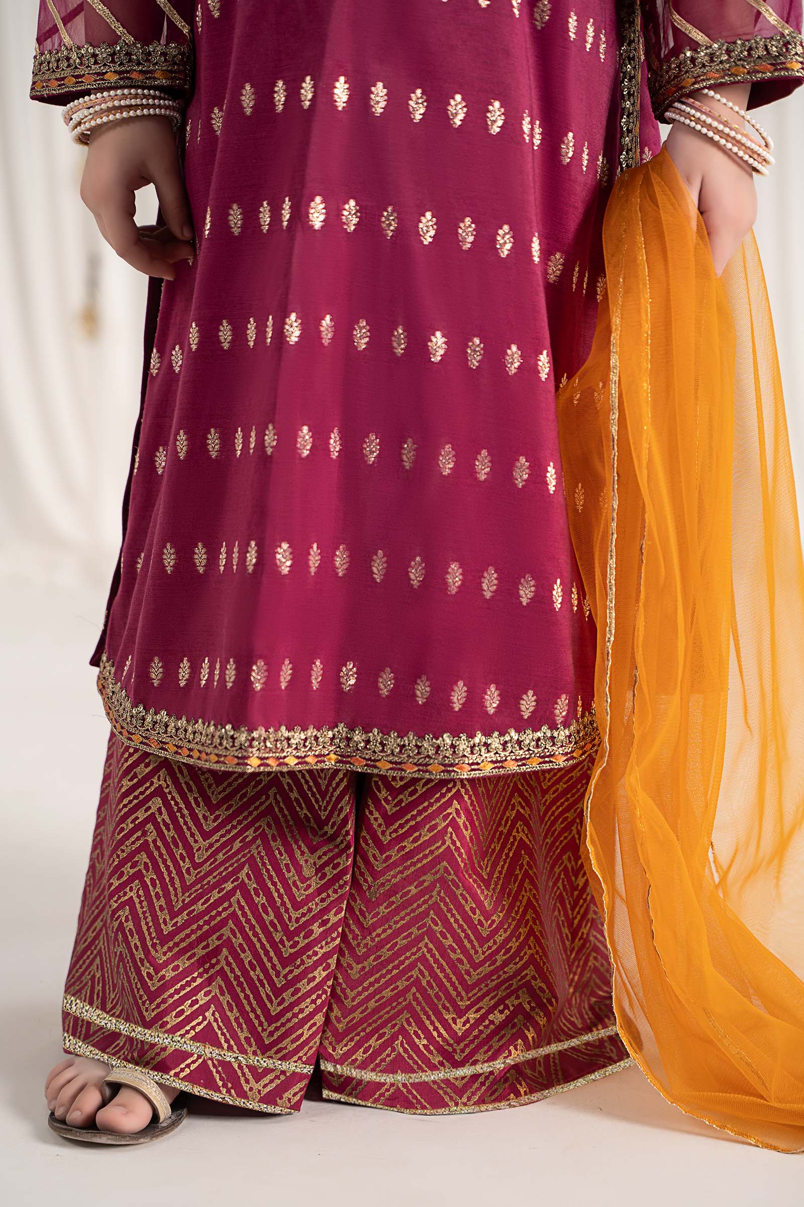 Maria B | 3 Piece Embroidered Raw Silk Suit | MKS-EF25-30 - House Of Hania